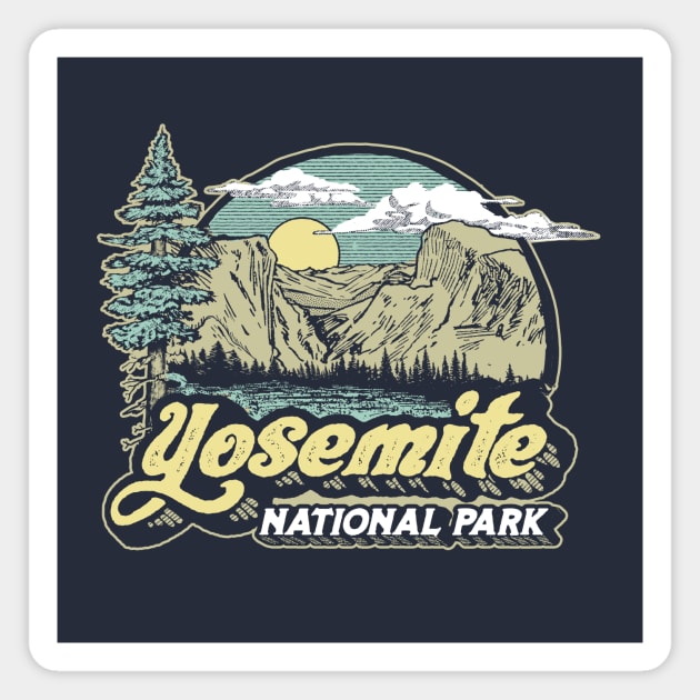 Vintage Yosemite National Park Retro Eighties Vibe Magnet by GIANTSTEPDESIGN